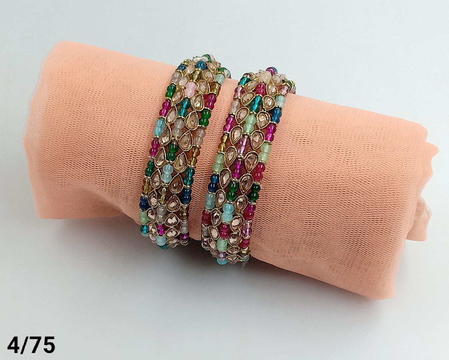 Multi-Color Beaded Kada Pair Bangles